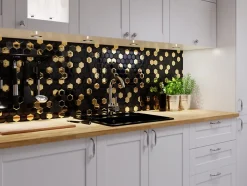 Ilcom Mosaïque en verre sur filet pour salle de bain et cuisine 24.7cm x 25.5cm - Gold Lava