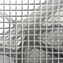 Mosaïque en verre sur filet pour salle de bain ou cuisine 30 cm x 30 cm - Pure silver-Ilcom Sale
