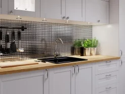 Mosaïque en verre sur filet pour salle de bain ou cuisine 30 cm x 30 cm - Pure silver-Ilcom Sale