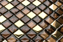 Ilcom Mosaïque en verre sur filet pour salle de bain ou cuisine 30 cm x 30 cm - Azteca gold