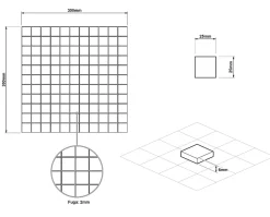 Ilcom Mosaïque en verre sur filet pour salle de bain ou cuisine 30 cm x 30 cm - Crushed white silver