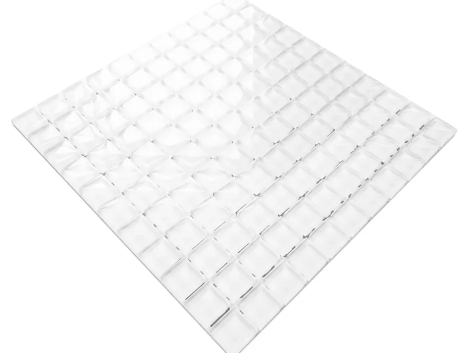 Mosaïque en verre sur filet pour salle de bain ou cuisine 30 cm x 30 cm - Perfect white-Ilcom Best