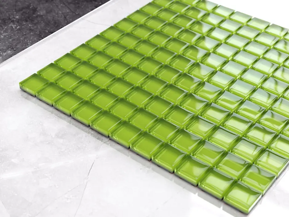 Ilcom Mosaïque en verre sur filet pour salle de bain ou cuisine 30 cm x 30 cm - Mojito