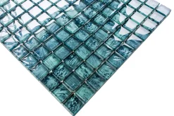 Ilcom Mosaïque en verre sur filet pour salle de bain ou cuisine 30 cm x 30 cm - Green eyes
