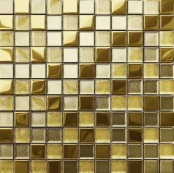 Mosaïque en verre sur filet pour salle de bain ou cuisine 30 cm x 30 cm - Crushed Giza-Ilcom Clearance