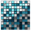 Mosaïque en verre sur filet pour salle de bain ou cuisine 30 cm x 30 cm - Deep lake-Ilcom