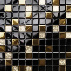 Ilcom Mosaïque en verre sur filet pour salle de bain ou cuisine 30 cm x 30 cm - Monte Carlo