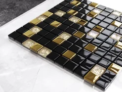 Ilcom Mosaïque en verre sur filet pour salle de bain ou cuisine 30 cm x 30 cm - Monte Carlo