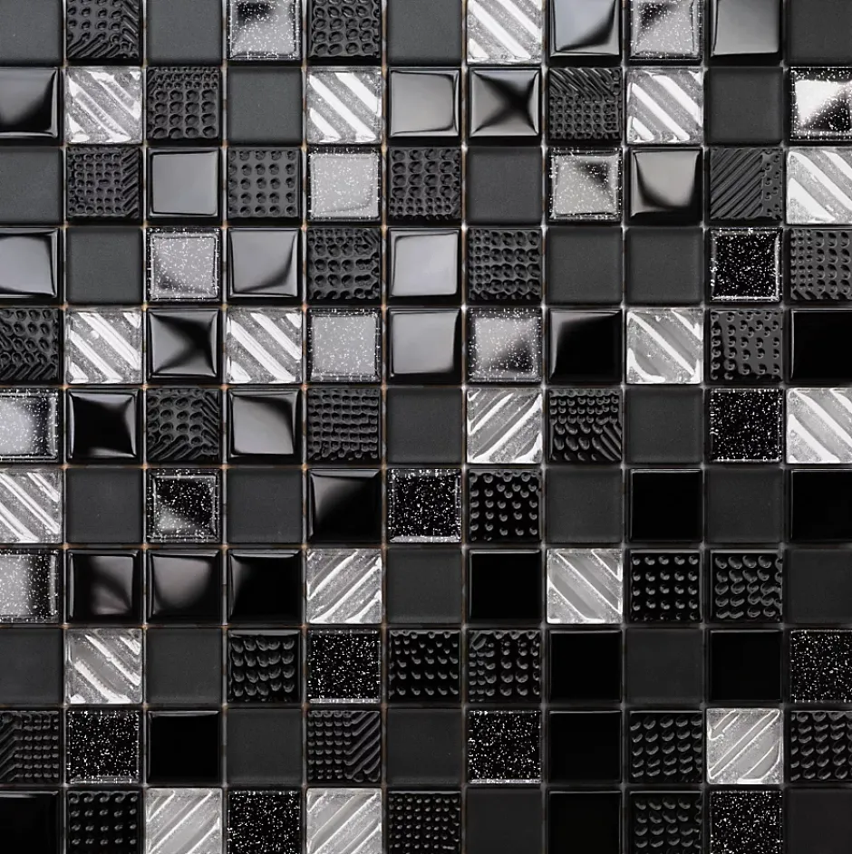 Mosaïque en verre sur filet pour salle de bain ou cuisine 30 cm x 30 cm -Starlight night-Ilcom