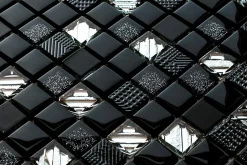 Mosaïque en verre sur filet pour salle de bain ou cuisine 30 cm x 30 cm -Starlight night-Ilcom