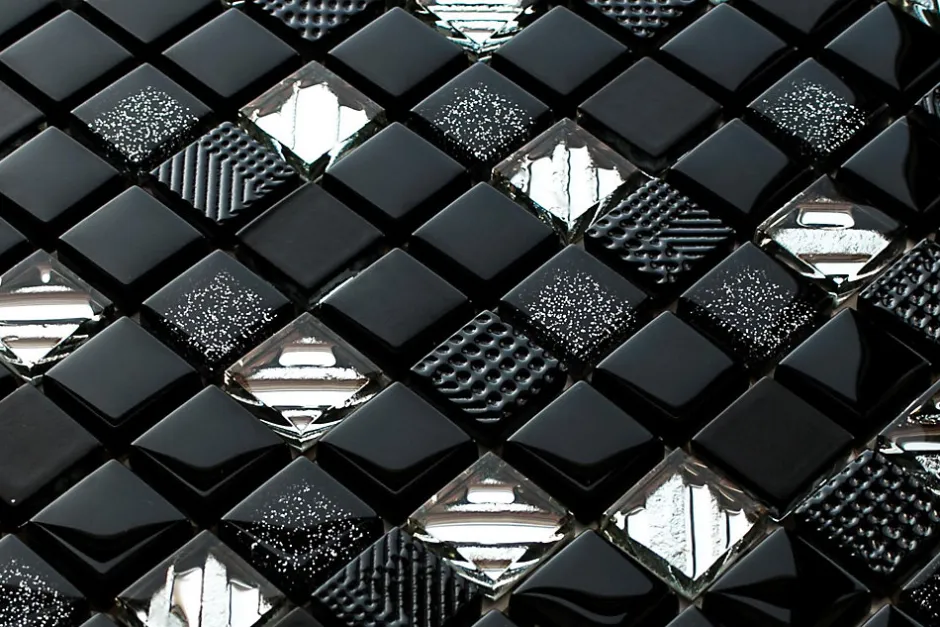 Mosaïque en verre sur filet pour salle de bain ou cuisine 30 cm x 30 cm -Starlight night-Ilcom