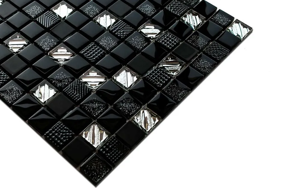 Mosaïque en verre sur filet pour salle de bain ou cuisine 30 cm x 30 cm -Starlight night-Ilcom