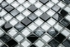 Mosaïque en verre sur filet pour salle de bain ou cuisine 30 cm x 30 cm - Black sabbath-Ilcom Sale