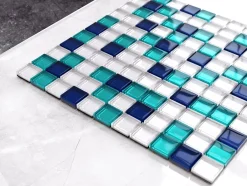 Ilcom Mosaïque en verre sur filet pour salle de bain ou cuisine 30 cm x 30 cm - Rio De Janeiro