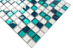Ilcom Mosaïque en verre sur filet pour salle de bain ou cuisine 30 cm x 30 cm - Rio De Janeiro