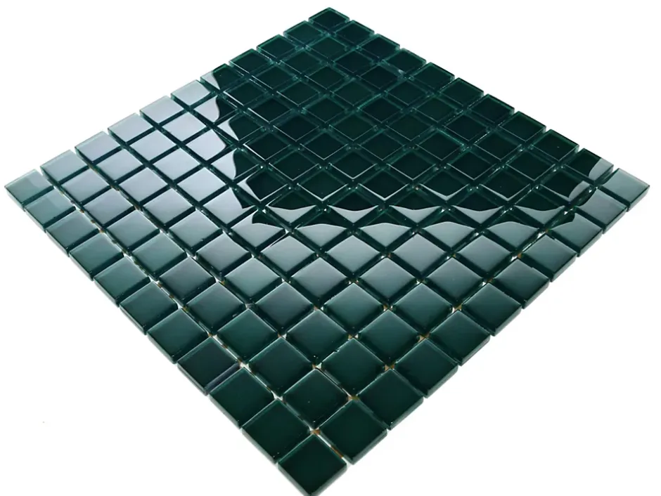 Mosaïque en verre sur filet pour salle de bain ou cuisine 30 cm x 30 cm - Green ice-Ilcom