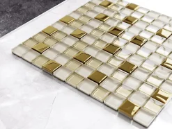 Ilcom Mosaïque en verre sur filet pour salle de bain ou cuisine 30 cm x 30 cm - Calachari