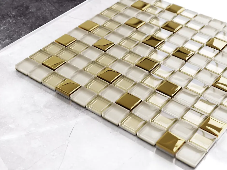 Ilcom Mosaïque en verre sur filet pour salle de bain ou cuisine 30 cm x 30 cm - Calachari