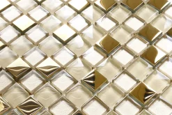 Ilcom Mosaïque en verre sur filet pour salle de bain ou cuisine 30 cm x 30 cm - Calachari