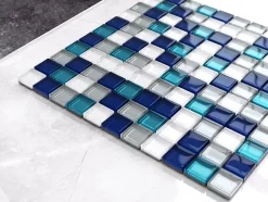 Mosaïque en verre sur filet pour salle de bain ou cuisine 30 cm x 30 cm - Topaz-Ilcom Outlet