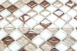 Mosaïque en verre sur filet pour salle de bain ou cuisine 30 cm x 30 cm - Cappuccino-Ilcom Sale