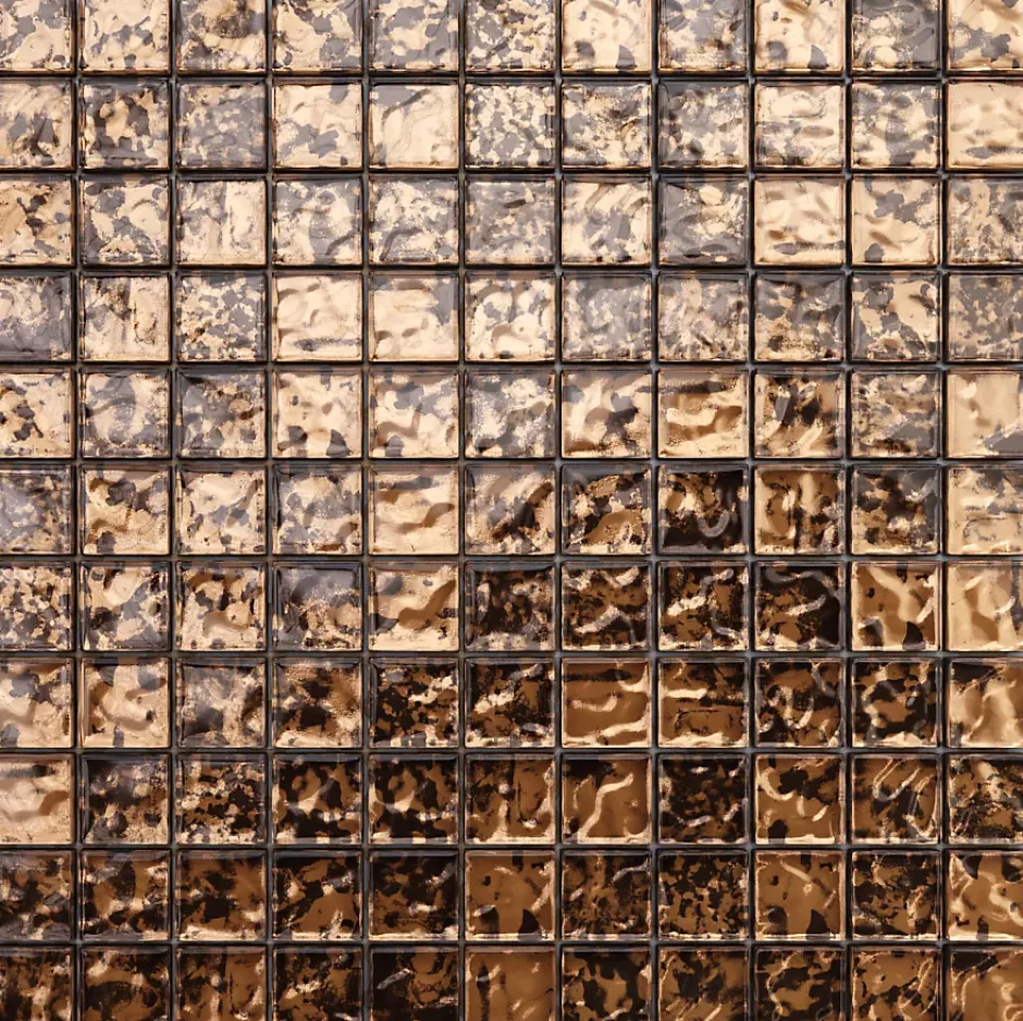 Mosaïque en verre sur filet pour salle de bain ou cuisine 30 cm x 30 cm - Baltic amber-Ilcom Discount