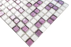 Ilcom Mosaïque en verre sur filet pour salle de bain ou cuisine 30 cm x 30 cm - Lilac orchid