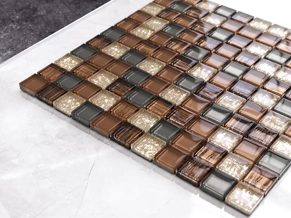 Ilcom Mosaïque en verre sur filet pour salle de bain ou cuisine 30 cm x 30 cm - Old school