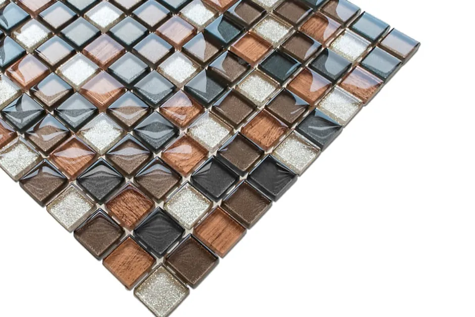 Ilcom Mosaïque en verre sur filet pour salle de bain ou cuisine 30 cm x 30 cm - Old school