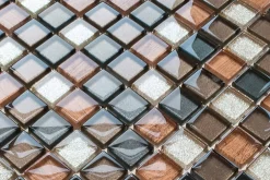 Ilcom Mosaïque en verre sur filet pour salle de bain ou cuisine 30 cm x 30 cm - Old school