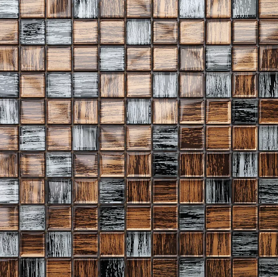 Ilcom Mosaïque en verre sur filet pour salle de bain ou cuisine 30 cm x 30 cm - Wild stripes