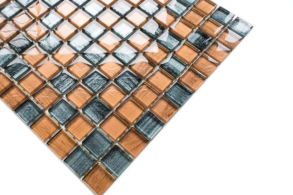 Ilcom Mosaïque en verre sur filet pour salle de bain ou cuisine 30 cm x 30 cm - Wild stripes