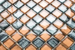 Ilcom Mosaïque en verre sur filet pour salle de bain ou cuisine 30 cm x 30 cm - Wild stripes