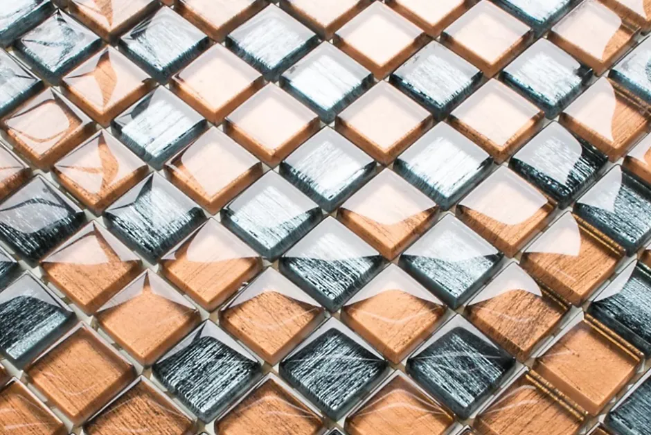 Ilcom Mosaïque en verre sur filet pour salle de bain ou cuisine 30 cm x 30 cm - Wild stripes