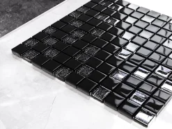 Ilcom Mosaïque en verre sur filet pour salle de bain ou cuisine 30 cm x 30 cm - Obsession