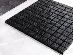 Ilcom Mosaïque en verre sur filet pour salle de bain ou cuisine 30 cm x 30 cm - Black lace