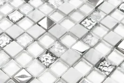 Ilcom Mosaïque en verre sur filet pour salle de bain ou cuisine 30 cm x 30 cm - Mixture