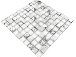 Ilcom Mosaïque en verre sur filet pour salle de bain ou cuisine 30 cm x 30 cm - Mixture