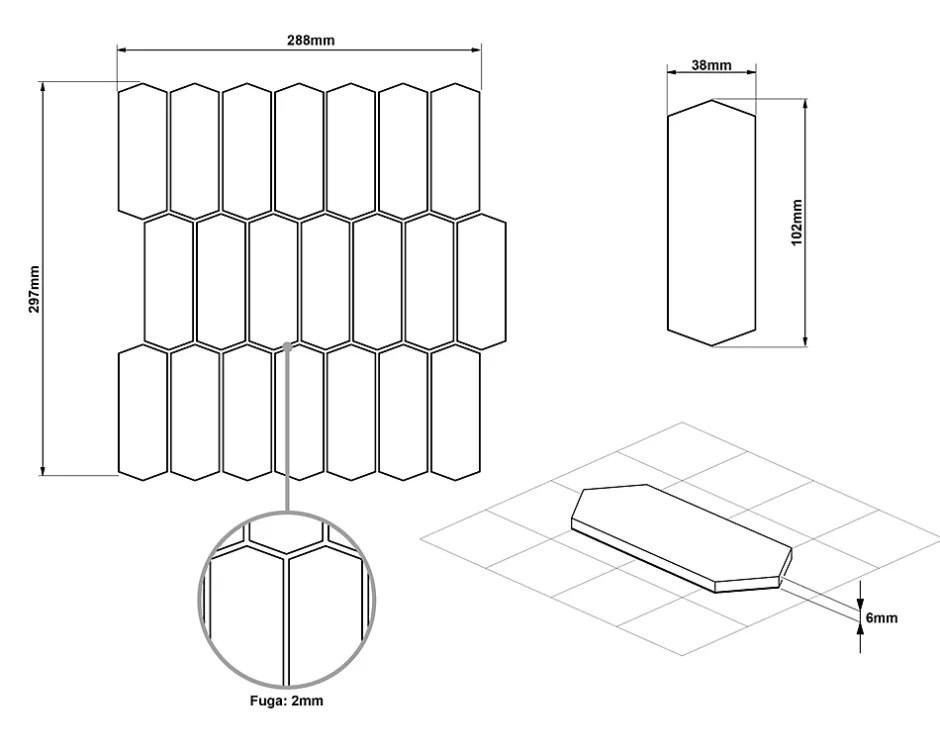 Mosaïque en verre sur maille pour salle de bain ou cuisine 29.7cm x 28.8cm - Caotic grey-Ilcom Clearance