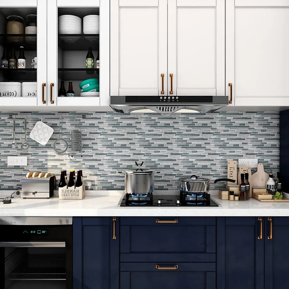 GoodHome Mosaïque Foxe bleu 30 x 30 cm