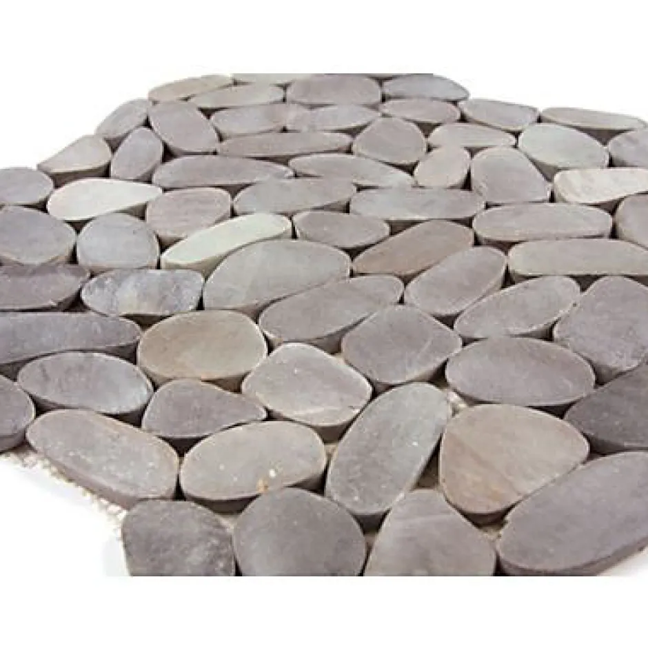 Mosaïque Galet naturel rectifié Flat gris L. 30 x l. 30 cm-Mat Inter