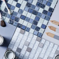 Colours Mosaïque gris et blanc 30 x 30 cm Calabria