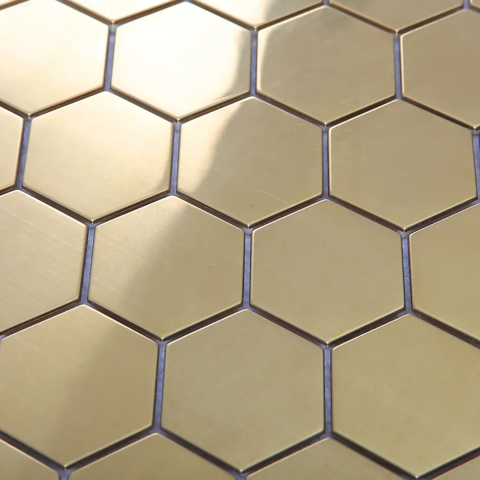 GoodHome Mosaïque laiton doré 30x30cm Albena