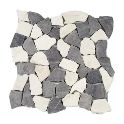 Mat Inter Mosaïque marbre Mosa gris L. 30 x l. 30 cm