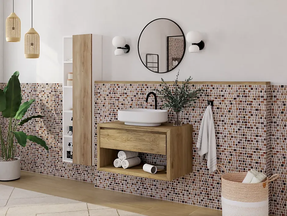 Mosaïque marron 30,7x31,3cm Saphyr-GoodHome Outlet