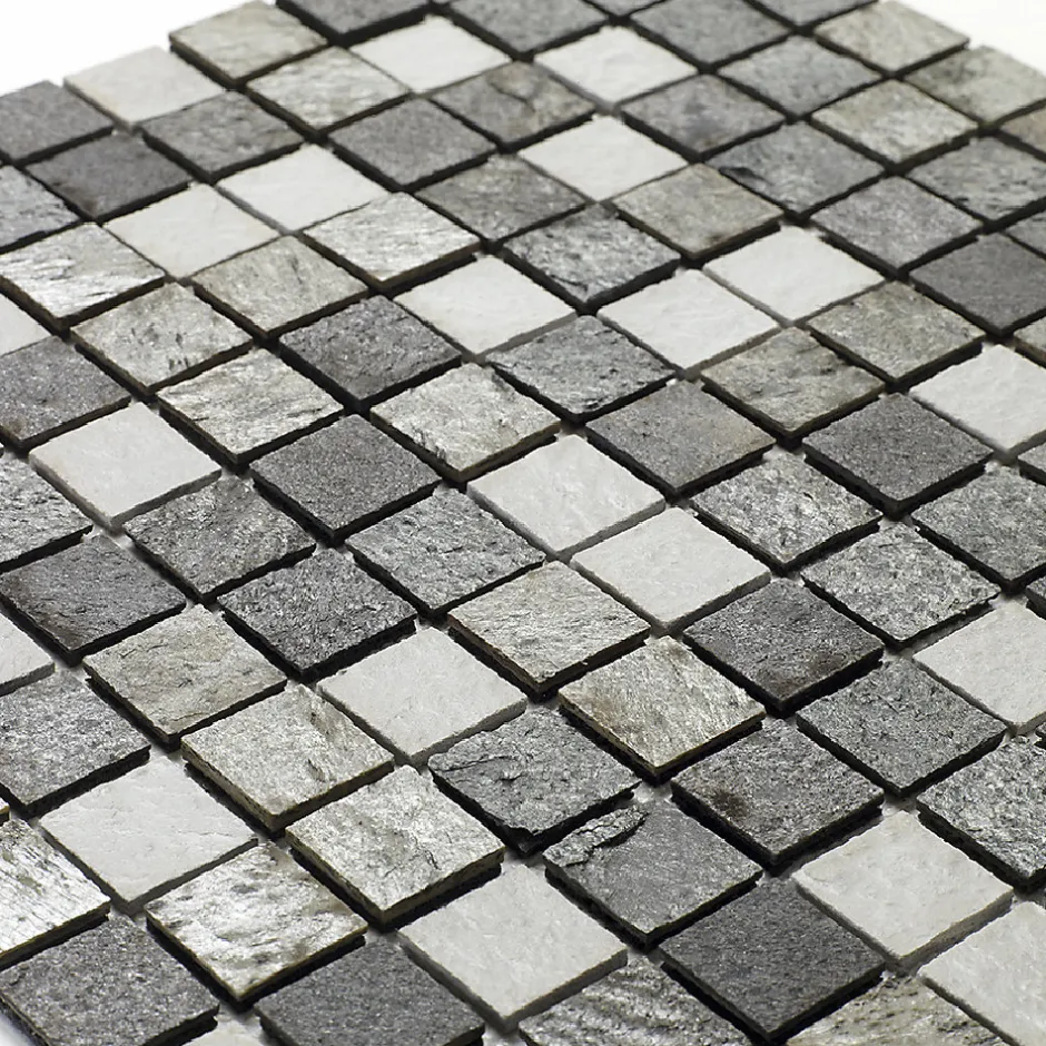 U-tile Mosaïque mixte résine & pierre 30 x 30 cm - carreau 2,5 x 2,5 cm mixte pierre résine blanc