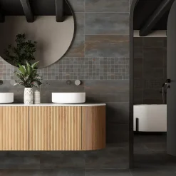 Mosaïque murale en grès cérame émaillé effet béton noir mat L.30 x l.30 cm x ép.7,4 mm, Upper- Discount