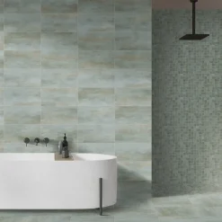 Mosaïque murale en grès cérame émaillé effet béton vert mat L.30 x l.30 cm x ép.7,4 mm, Upper