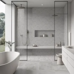 Mosaïque murale en grès cérame émaillé effet béton gris mat L.30 x l.30 cm x ép.7,4 mm, Upper- Hot