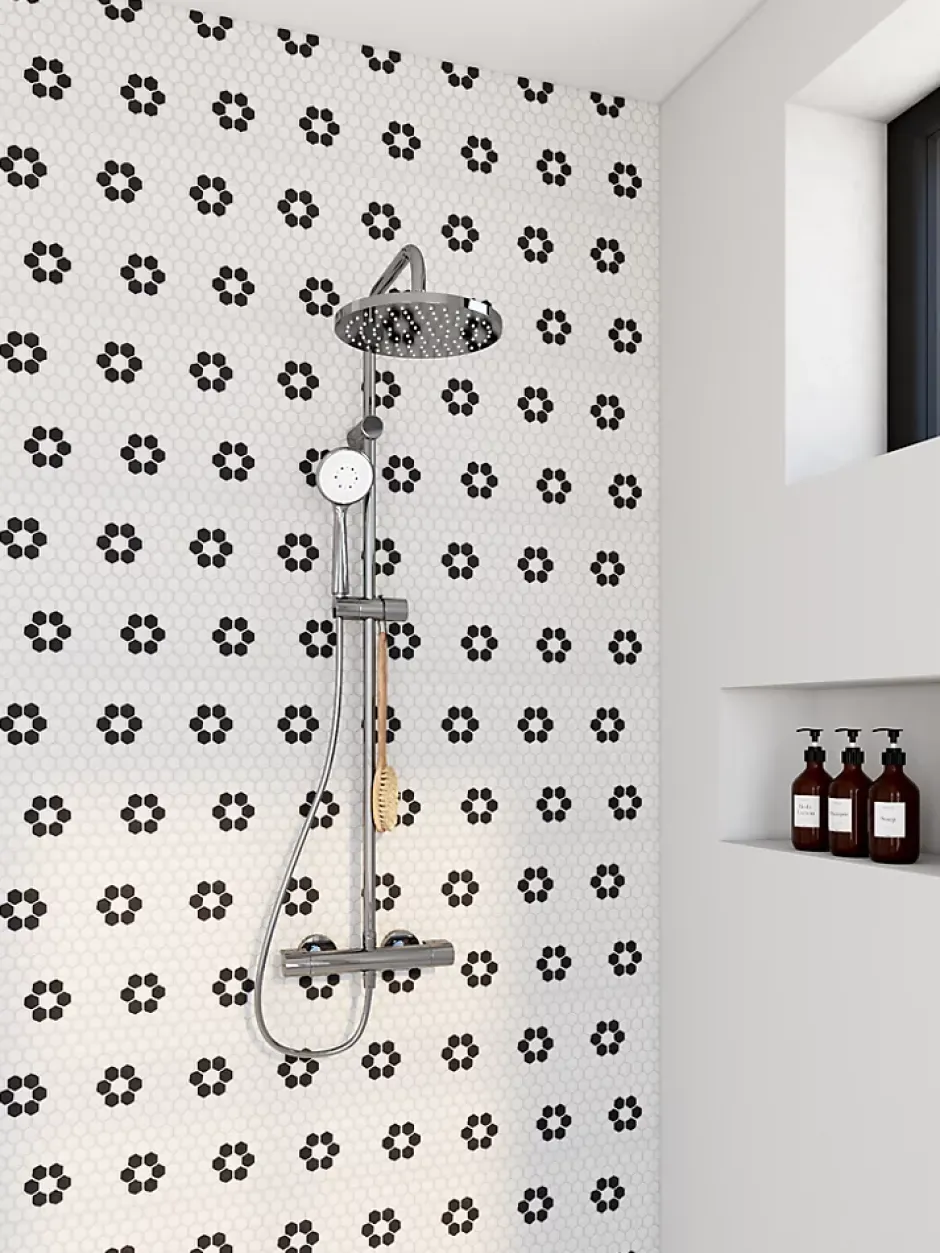 GoodHome Mosaïque noir et blanc 30x30cm Glina